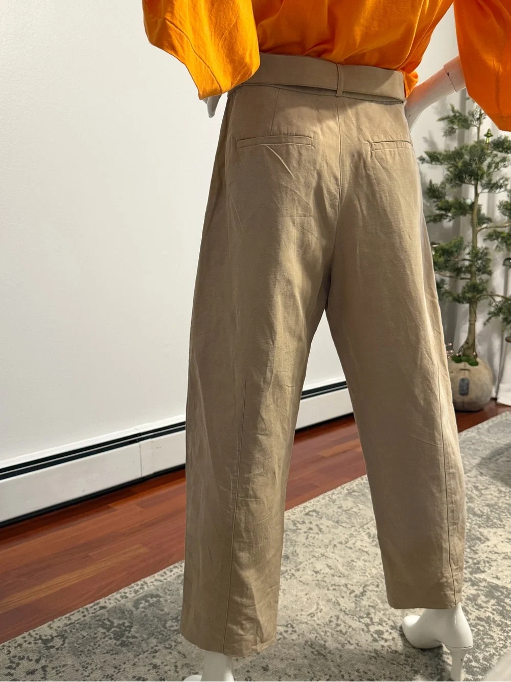 Banana Republic Beige Wide-Leg Chinos with D-Ring Waist